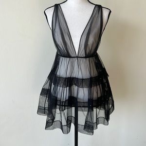 Carol Malony Black Mesh Babydoll Top